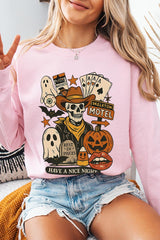 UL180-E3107 Spooky Western Skeleton Graphic Sweatshirt $20