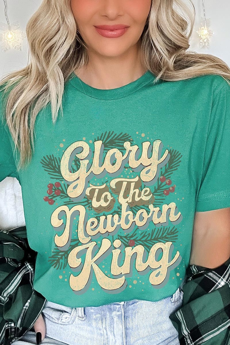 US3001P-E3220 Glory to the Newborn King Graphic Plus Tee $16