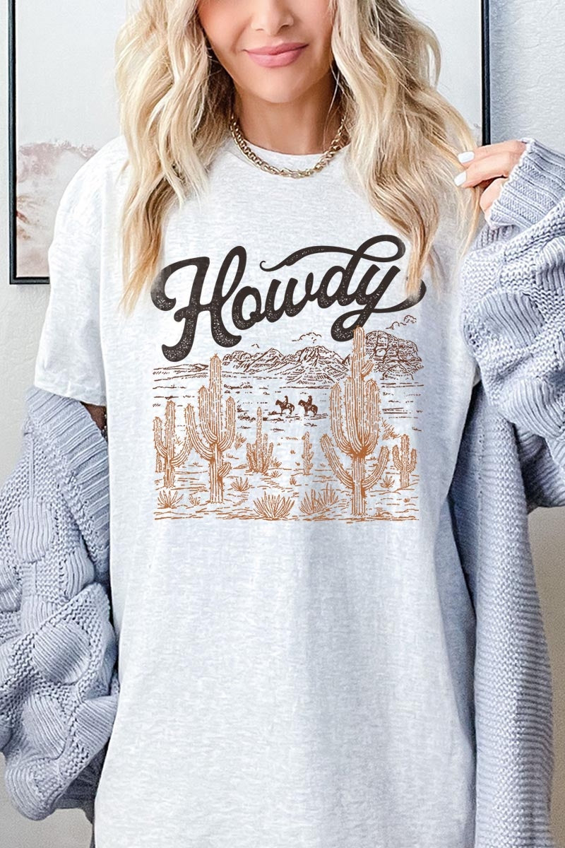 5000-E3095 Howdy Desert Western Graphic Heavy Cotton Tee $9
