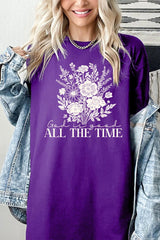 5000P-E3116 God Is Good Floral Graphic Plus Heavy Cotton Tee $12.75
