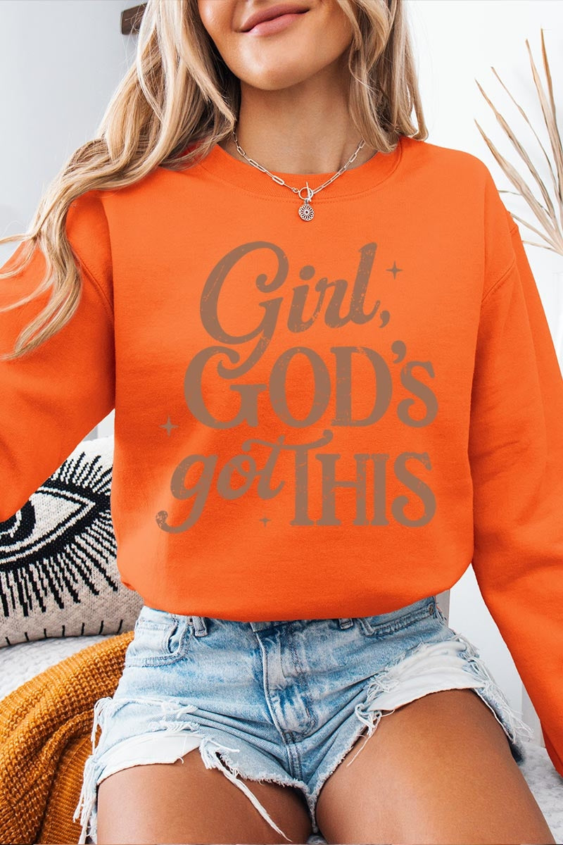 UL180-E3102 Girl, Godu2019s Got This Graphic Sweatshirt $20