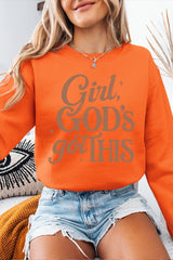 UL180P-E3102 Girl, Godu2019s Got This Graphic Plus Sweatshirt $25