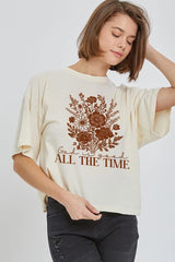 CTS-E3116 God Is Good Floral Graphic Relaxed Crop Top $11
