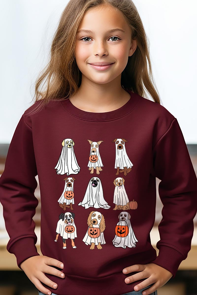 UL180B-E3106Z Halloween Ghost Dog Kids Graphic Sweatshirt $20