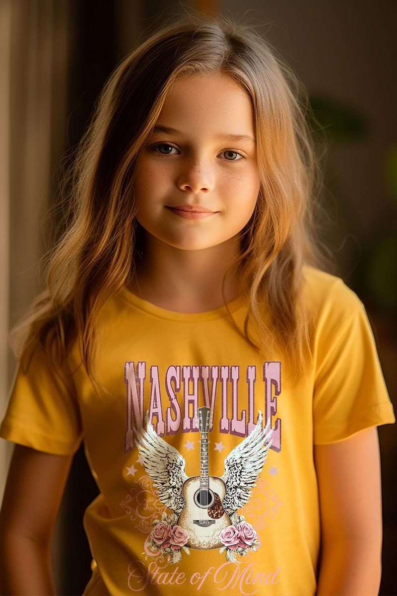 US3001Y-E3157Z Nashville Rose Kids Graphic Tee $11
