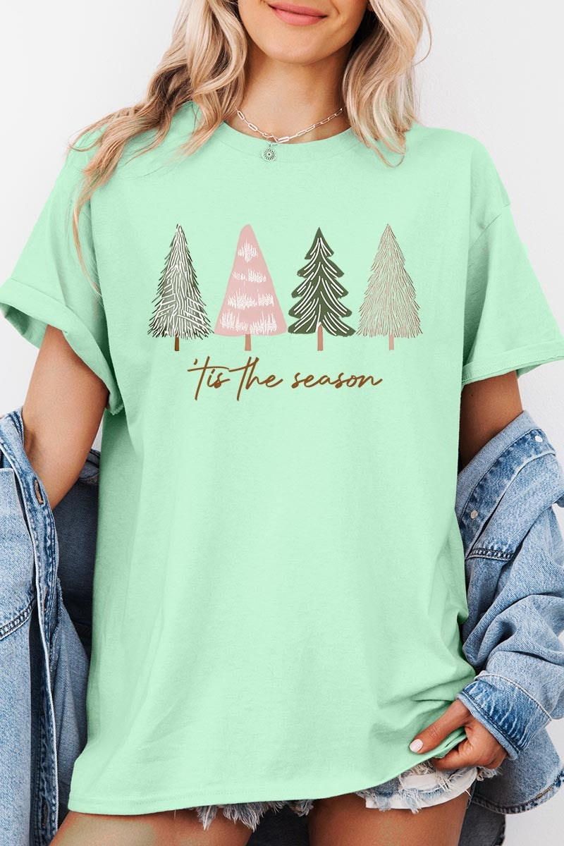 5000P-E3218 Rustic Christmas Trees Graphic Plus Heavy Cotton Tee $12.75
