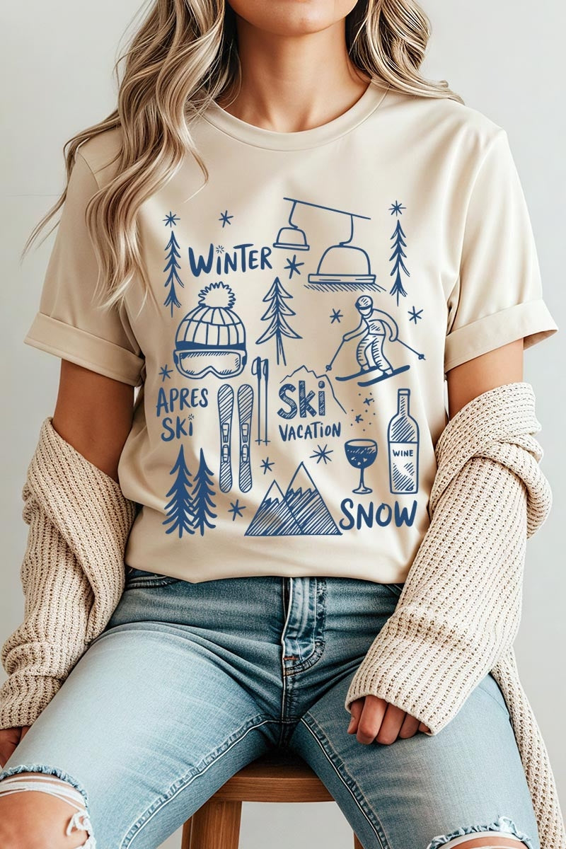 US3001-E3188 Ski Doodle Graphic Tee $12.5