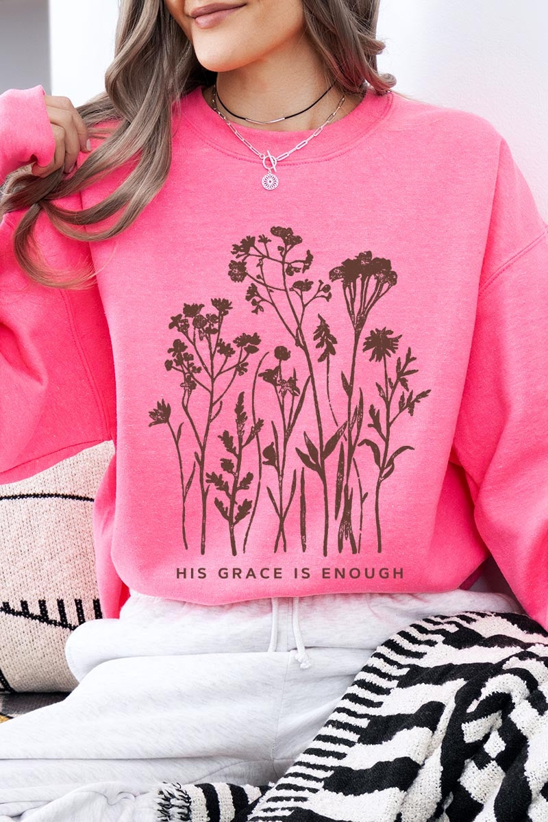 UL180P-E3146 Christian Wildflower Graphic Plus Sweatshirt $25