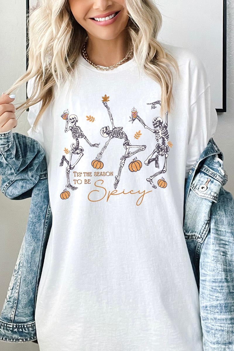 5000P-E3123 Halloween Skeleton Graphic Plus Heavy Cotton Tee $12.75