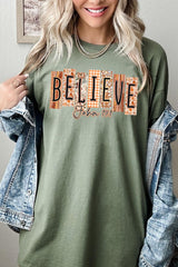 5000-E3167 Believe Fall Christian Graphic Heavy Cotton Tee $9