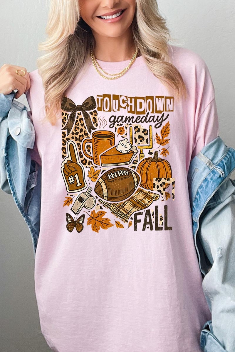 5000-E3134 Fall Football Collage Graphic Heavy Cotton Tee $9