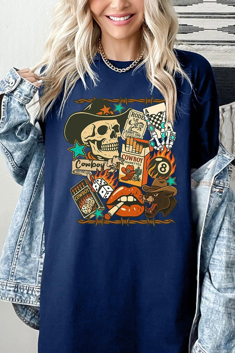 5000-E3096 Vintage Western Collage Graphic Heavy Cotton Tee $9