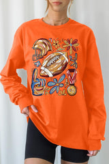 UL240-E3072 Retro Floral Football Graphic Long Sleeve Tee $13.75