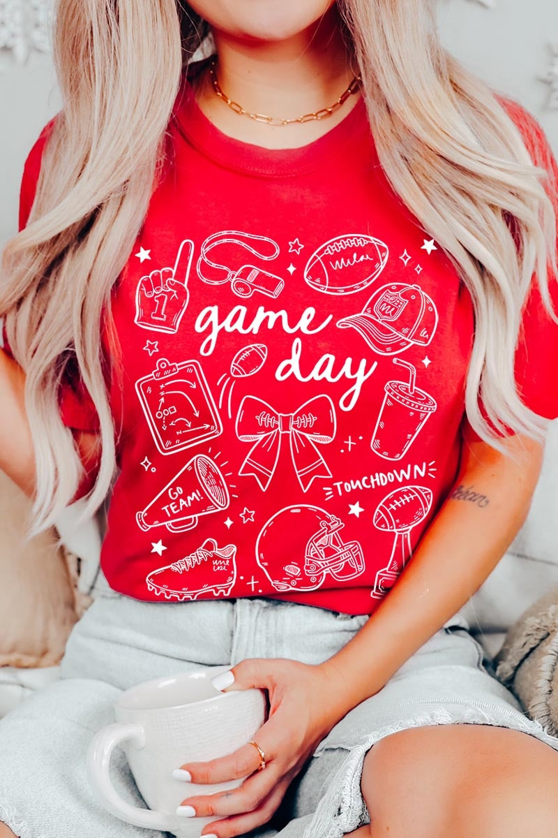 US3001P-E3081 Football Doodles Graphic Plus Tee $16