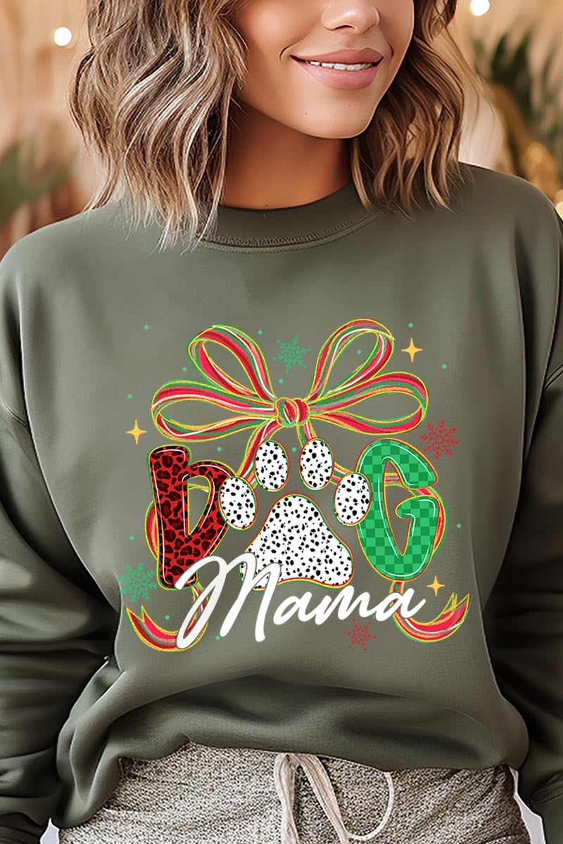 UL180P-E3194 Dog Mama Christmas Paw Graphic Plus Sweatshirt $25