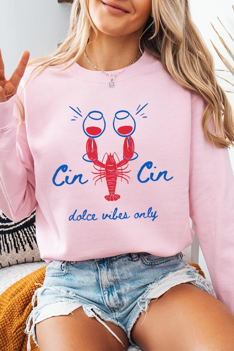 UL180-E3069 Cin Cin Lobster Celebration Graphic Sweatshirt $20