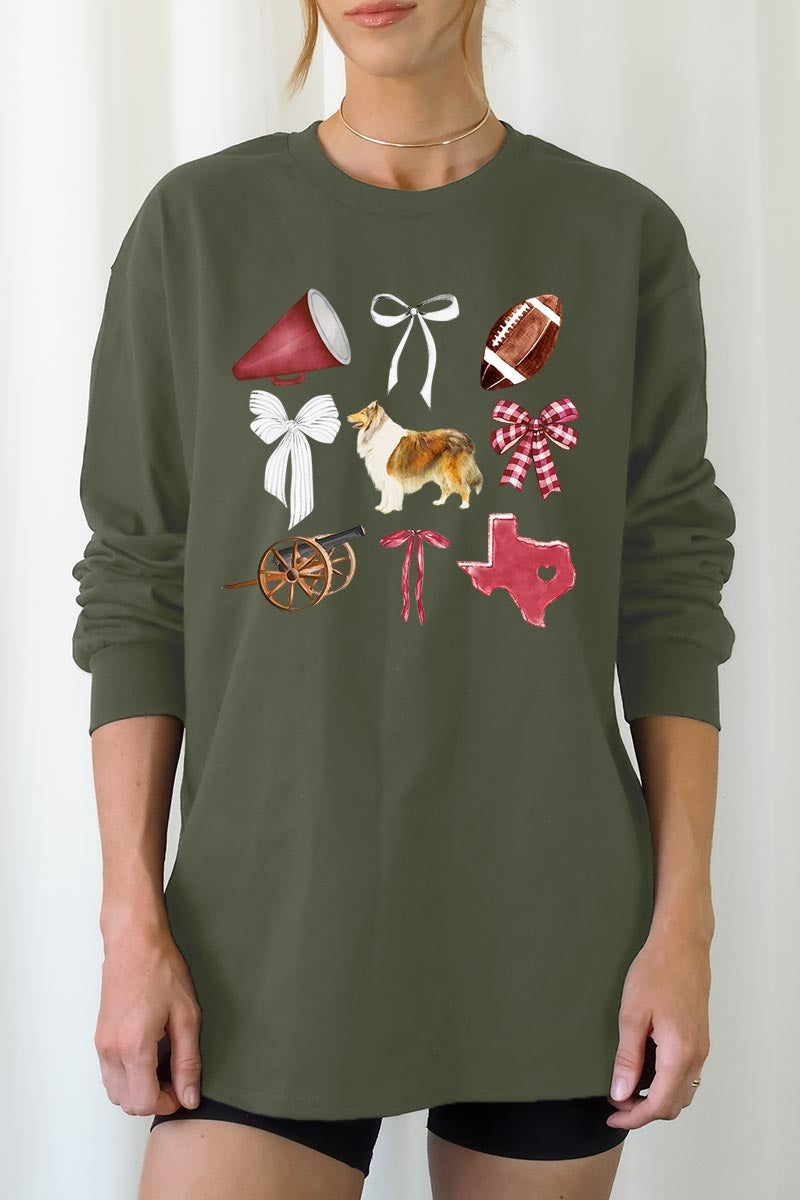 UL240-E3079 Texas Football Graphic Long Sleeve Tee $13.75