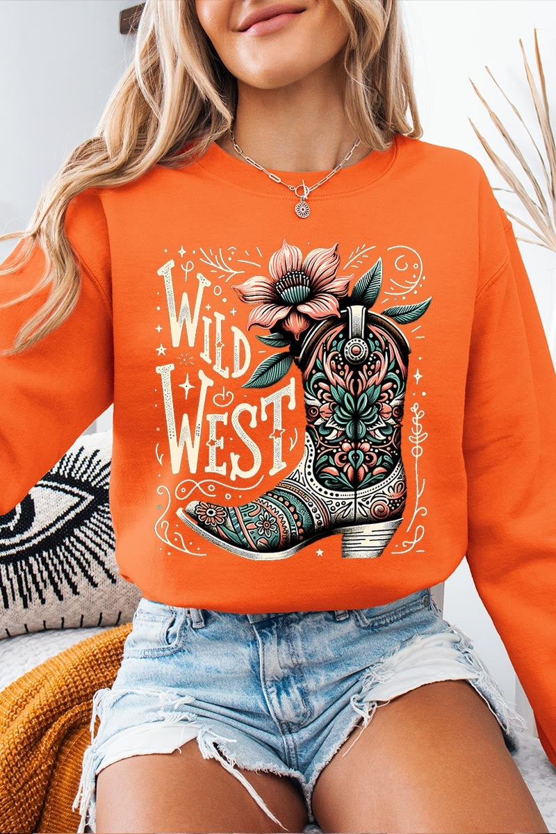 UL180-E3100 Wild West Cowgirl Boot Graphic Sweatshirt $20