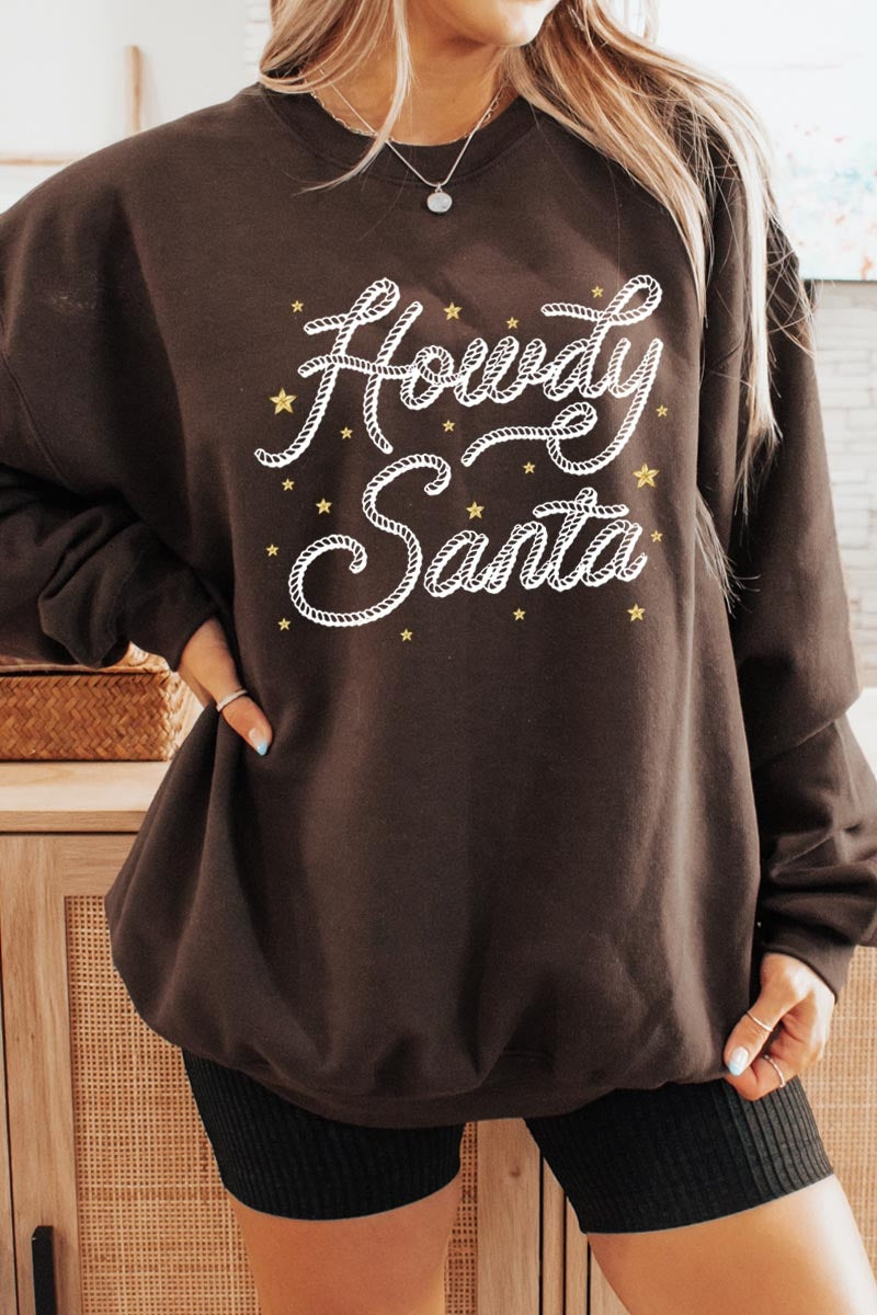 UL180P-E3199 Howdy Santa Graphic Plus Sweatshirt $25
