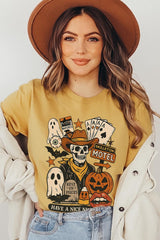 US3001-E3107 Spooky Western Skeleton Graphic Tee $12.5