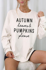 UL240P-E3158 Autumn Leaves Pumpkins Graphic Plus Long Sleeve Tee $17