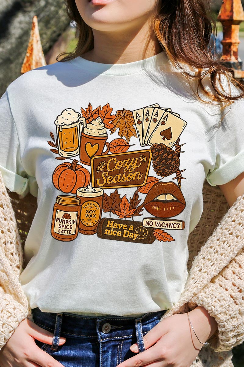 US3001-E3119 Retro Fall Collage Graphic Tee $12.5