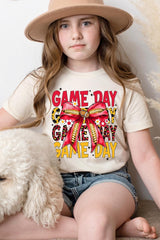 US3001Y-E3091Z Red Yellow Football Game Day Bow Kids Graphic Tee $11