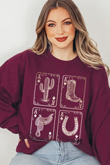 UL180P-E3094 Western Cowgirl Card Graphic Plus Sweatshirt $25