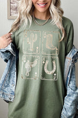 5000-E3094 Western Cowgirl Card Graphic Heavy Cotton Tee $9