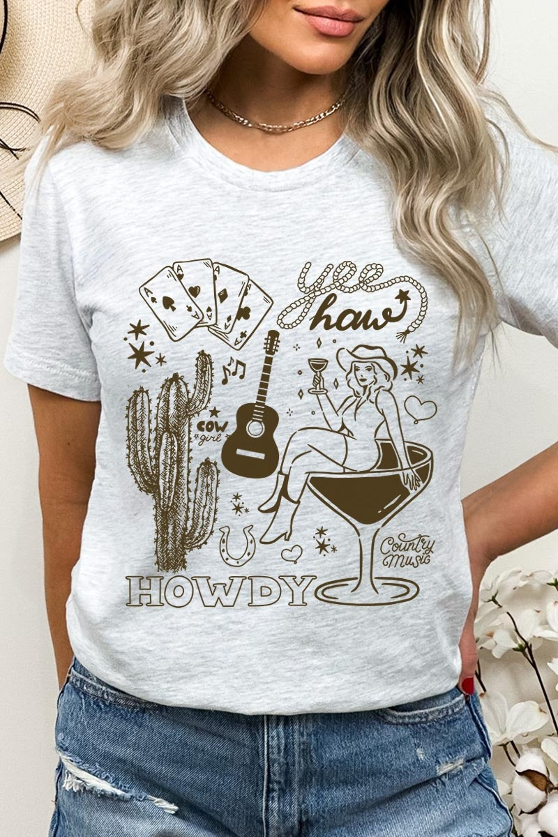 US3001P-E3097 Cowgirl Country Music Graphic Plus Tee $16