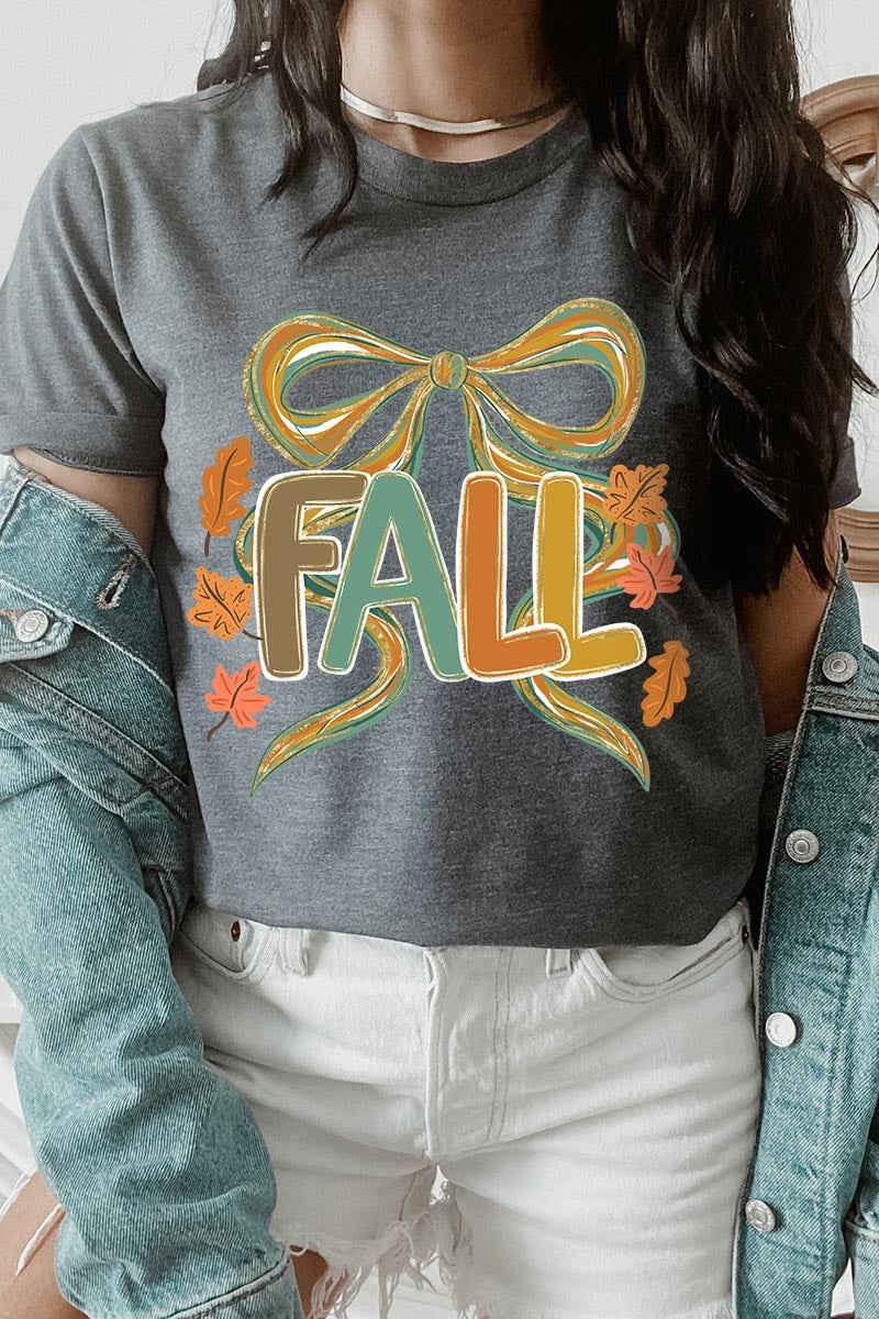 US3001-E3121 Fall Brushstroke Bow Graphic Tee $12.5