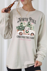 UL240P-E3174 North Pole Christmas Graphic Plus Long Sleeve Tee $17