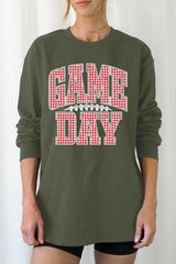 UL240-E3126 Red Gingham Game Day Graphic Long Sleeve Tee $13.75