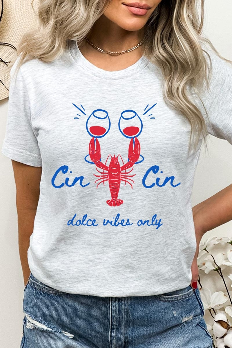 US3001P-E3069 Cin Cin Lobster Celebration Graphic Plus Tee $16