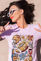 US3001-E3072 Retro Floral Football Graphic Tee $12.5