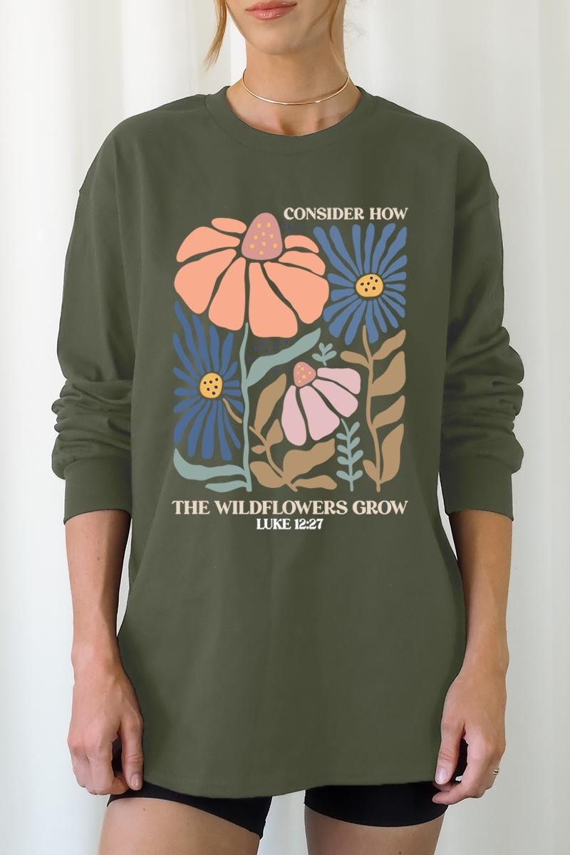 UL240P-E3067 Consider the Wildflowers Plus Long Sleeve Tee $17