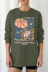 UL240-E3067 Consider the Wildflowers Graphic Long Sleeve Tee $13.75