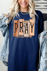 5000-E3166 Pray Fall Christian Graphic Heavy Cotton Tee $9
