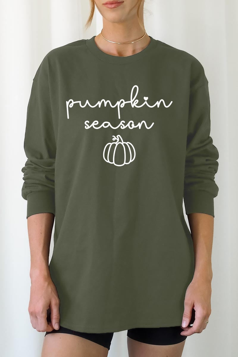 UL240-E3152 Pumpkin Season Graphic Long Sleeve Tee $13.75