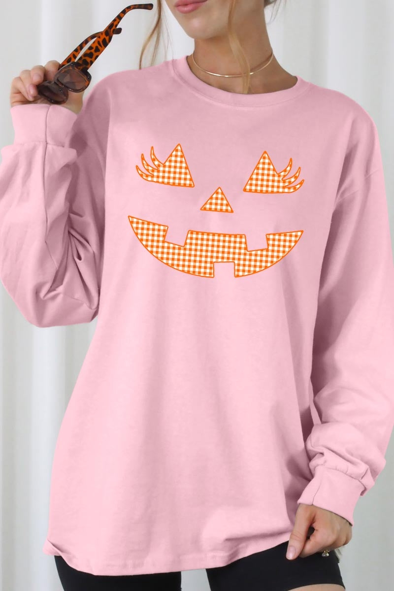 UL240P-E3148 Cute Pumpkin Halloween Plus Long Sleeve Tee $17