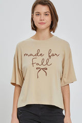 CTS-E3151 Made For Fall Graphic Relaxed Crop Top $11