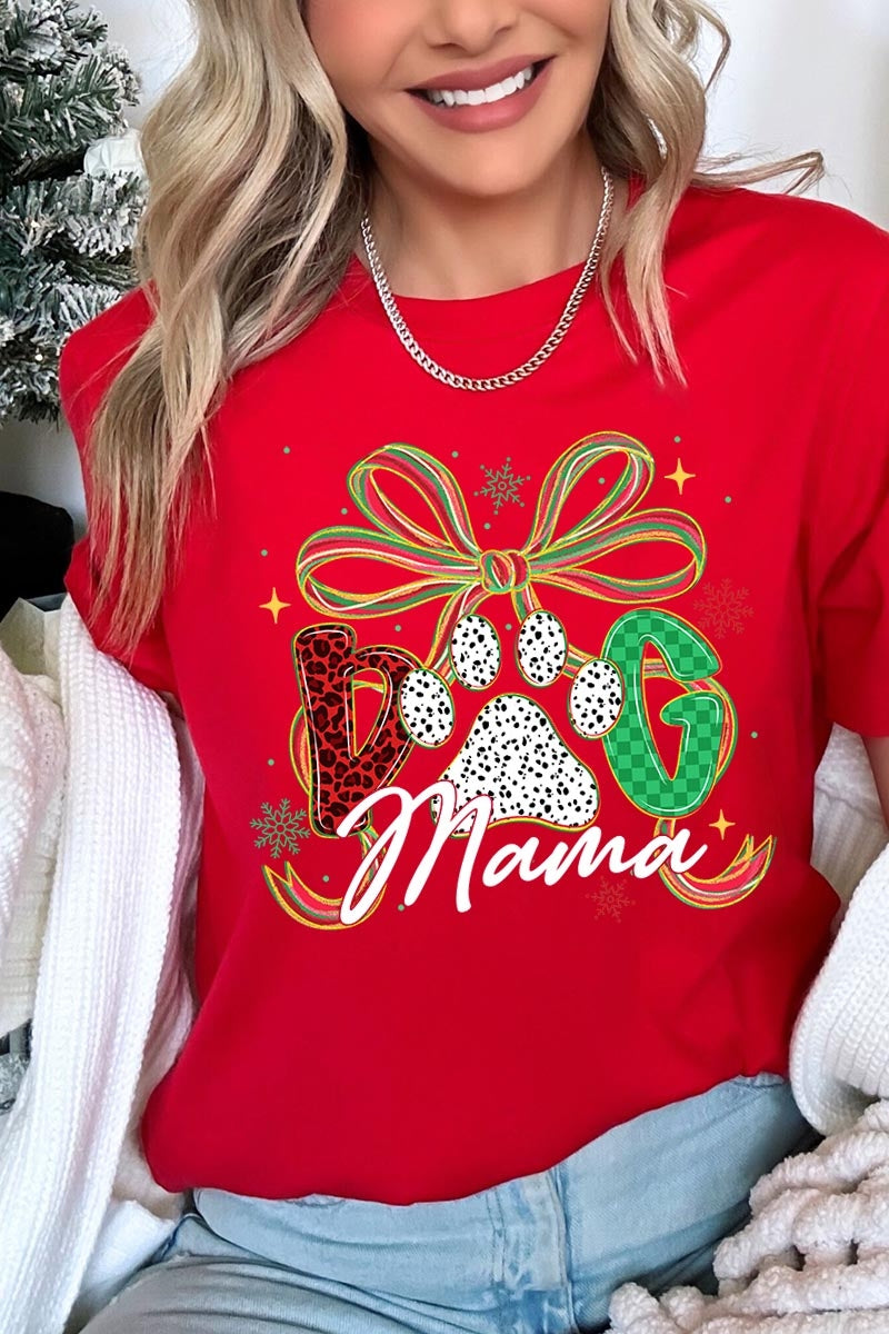 US3001P-E3194 Dog Mama Christmas Paw Graphic Plus Tee $16
