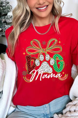 US3001-E3194 Dog Mama Christmas Paw Graphic Tee $12.5
