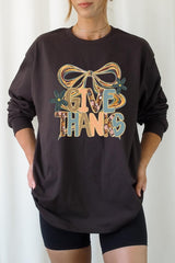 UL240P-E3154 Give Thanks Bow Graphic Plus Long Sleeve Tee $17