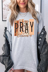 US3001-E3166 Pray Fall Christian Graphic Tee $12.5