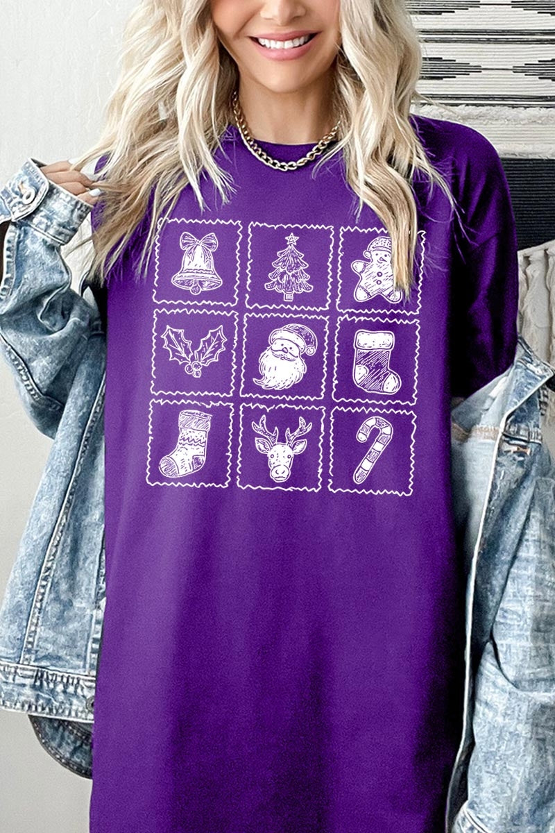 5000P-E3215 Christmas Icons Graphic Plus Heavy Cotton Tee $12.75
