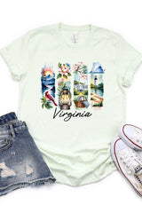 US3001-E3061VA Virginia State Brushstroke Graphic Tee $12.5