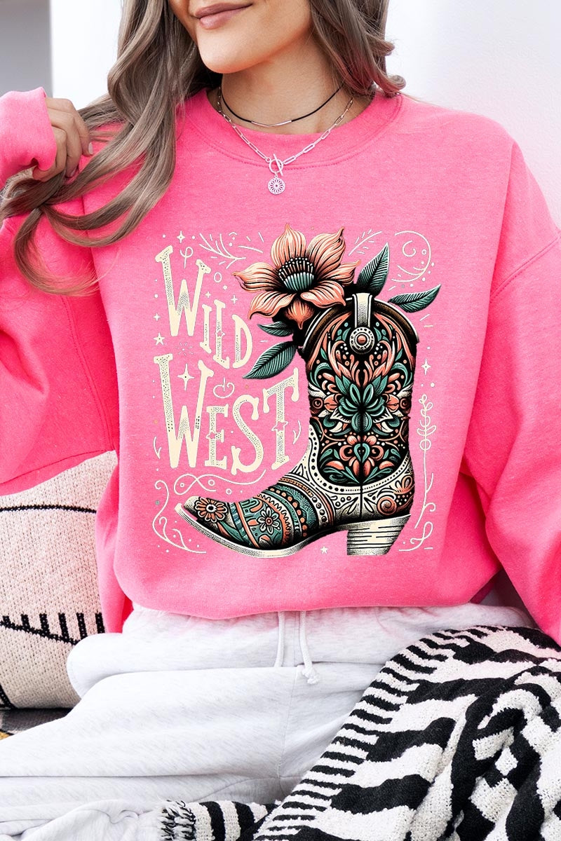 UL180-E3100 Wild West Cowgirl Boot Graphic Sweatshirt $20