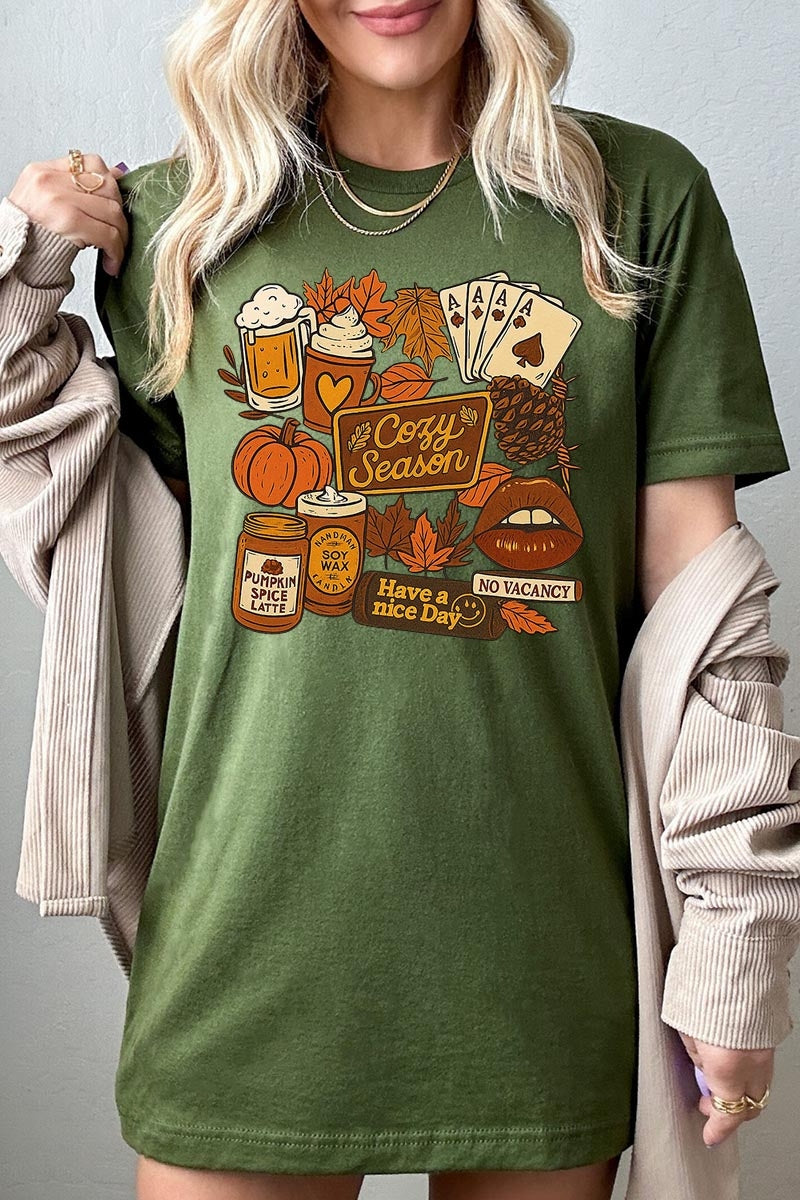 US3001P-E3119 Retro Fall Collage Graphic Plus Tee $16