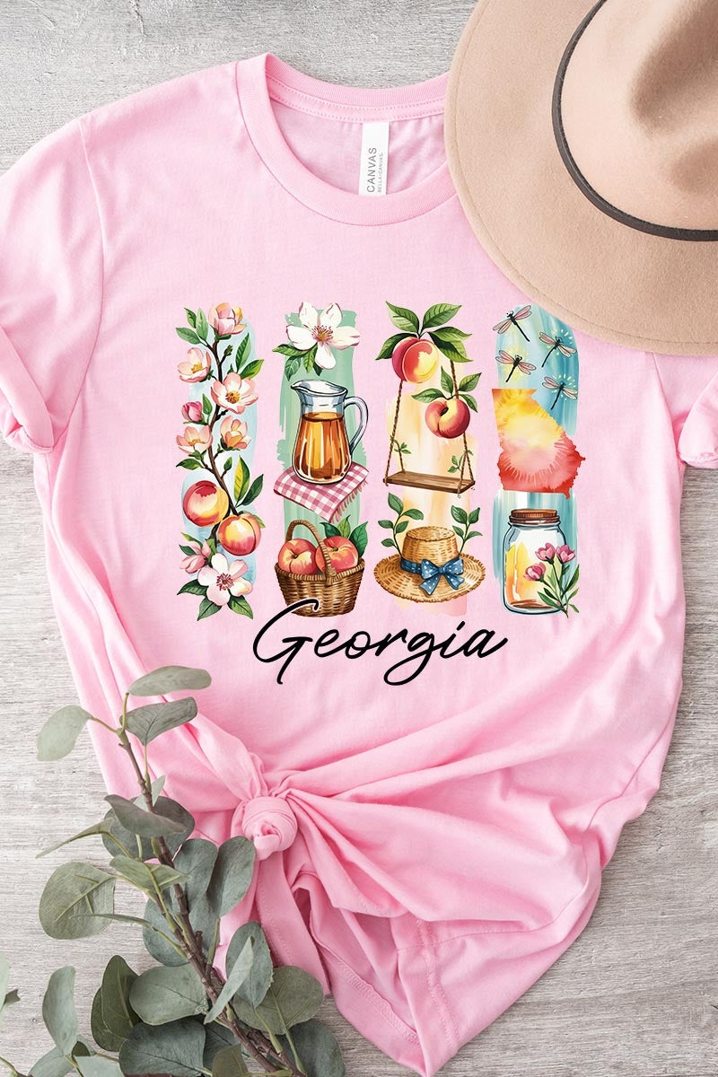 US3001P-E3061GA Georgia State Brushstroke Graphic Plus Tee $16